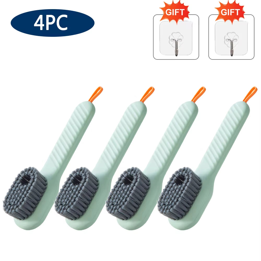 Multifunctional Cleaning Brush for Shoes Clothes Automatic Liquid Shoe Brush Soft Bristles Long Handle Hook Design Laundry Brush