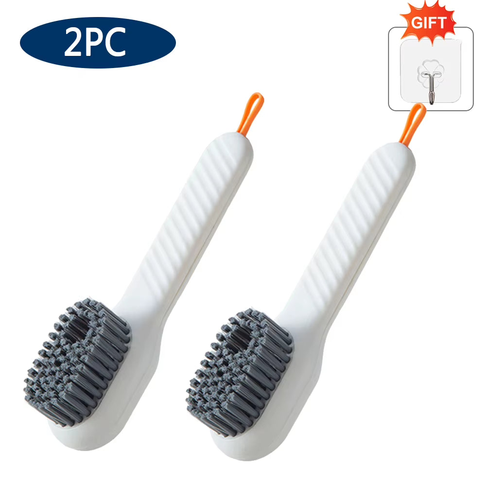 Multifunctional Cleaning Brush for Shoes Clothes Automatic Liquid Shoe Brush Soft Bristles Long Handle Hook Design Laundry Brush