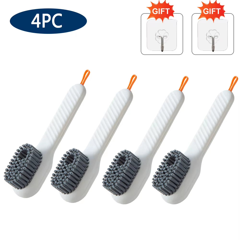 Multifunctional Cleaning Brush for Shoes Clothes Automatic Liquid Shoe Brush Soft Bristles Long Handle Hook Design Laundry Brush