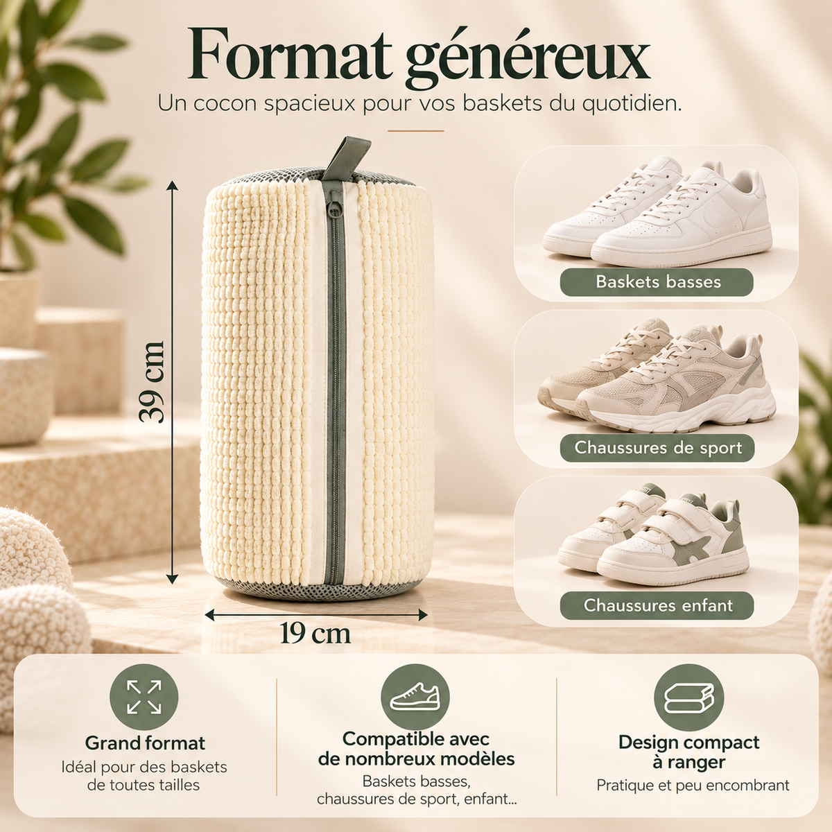 Nollon Cocon 360° – Sac de lavage pour baskets