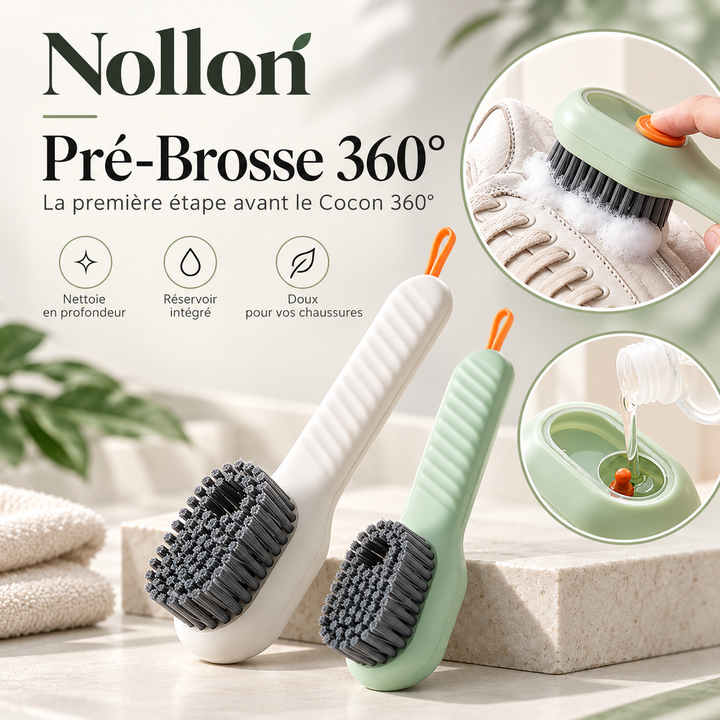 Nollon Pré-Brosse 360° – Brosse à chaussures avec réservoir