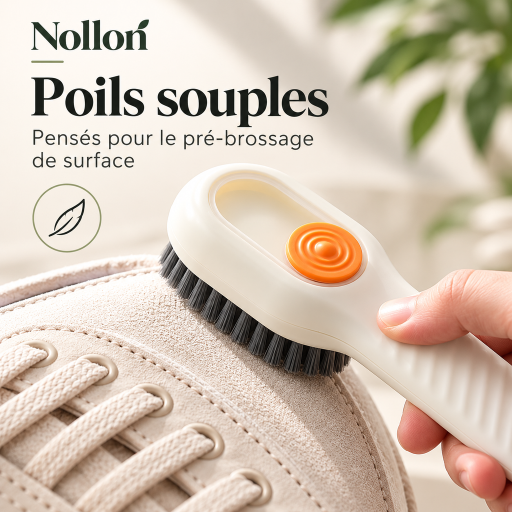 Nollon Pré-Brosse 360° – Brosse à chaussures avec réservoir