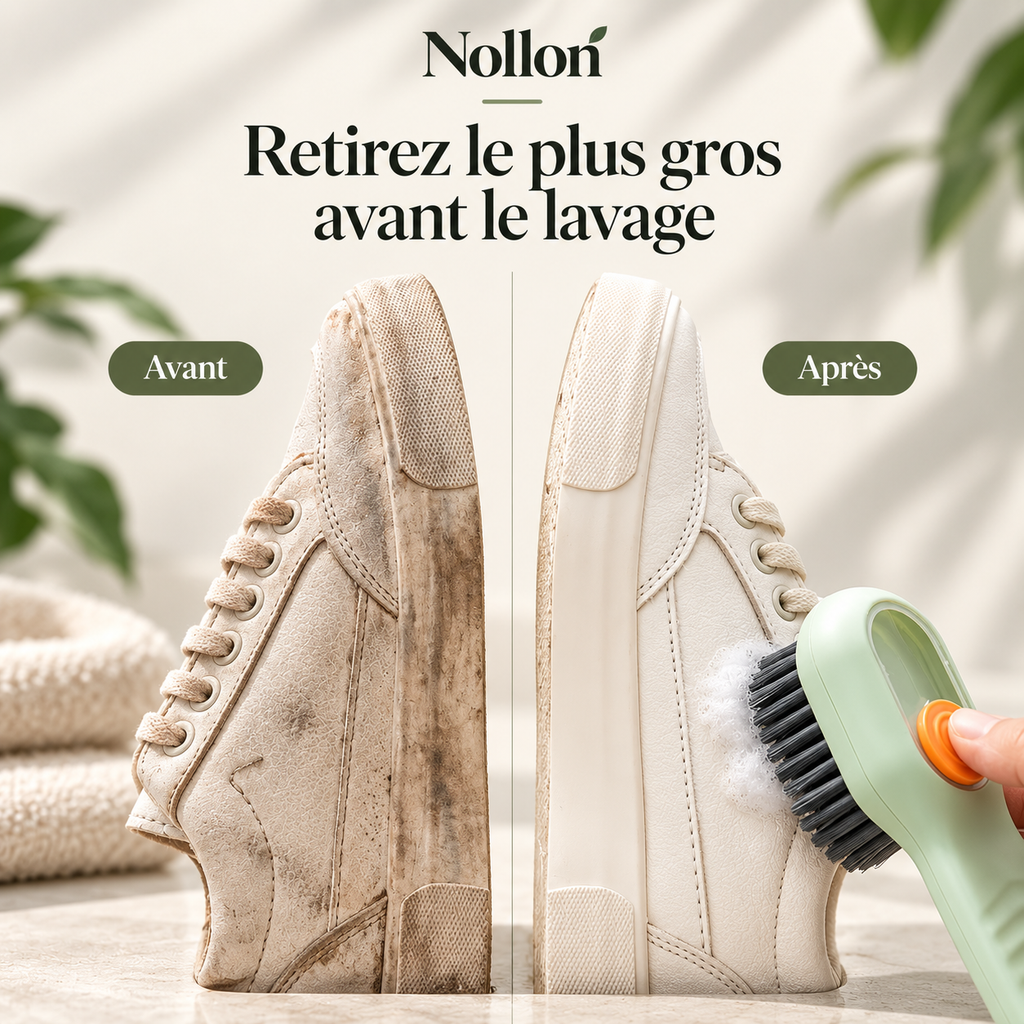 Nollon Pré-Brosse 360° – Brosse à chaussures avec réservoir