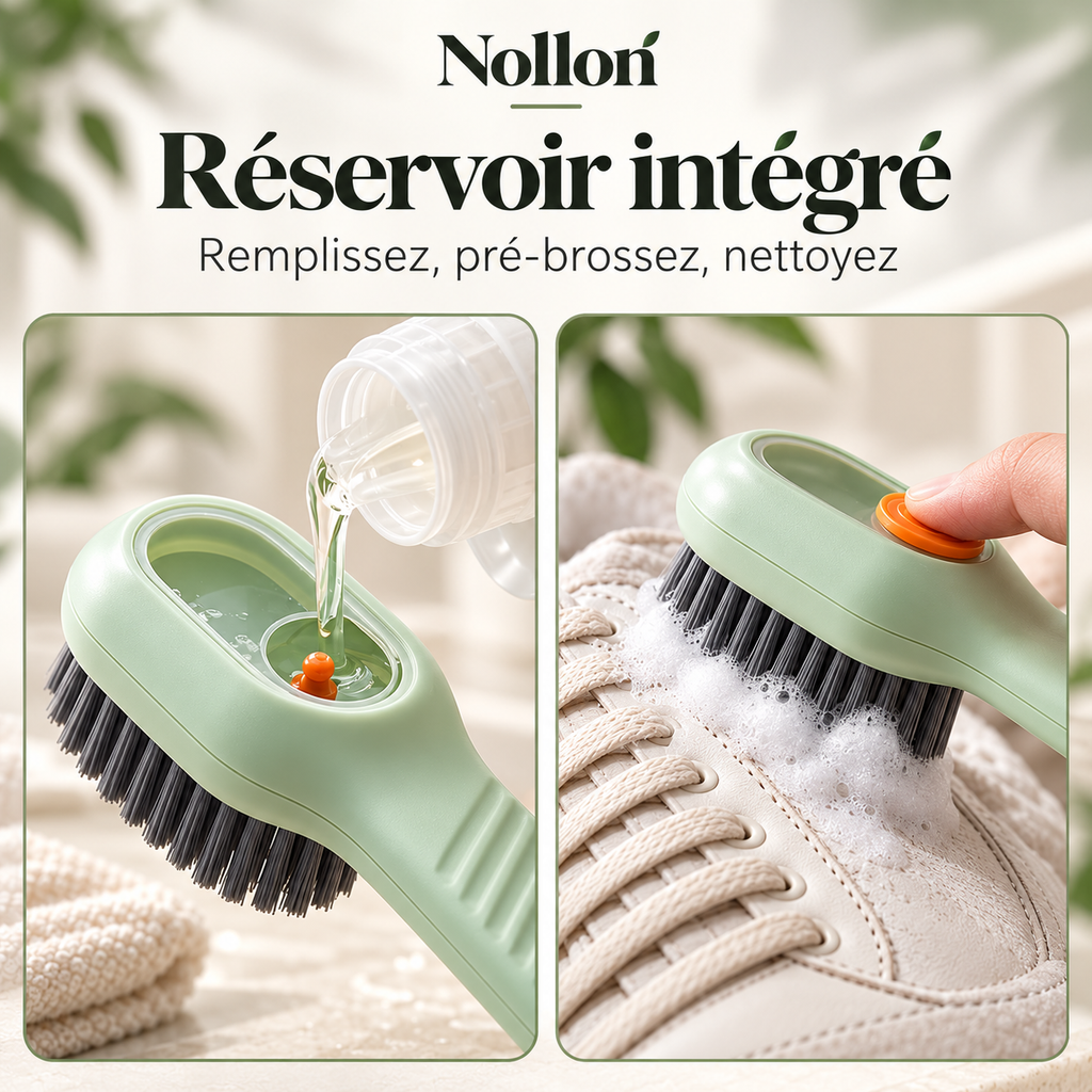 Nollon Pré-Brosse 360° – Brosse à chaussures avec réservoir