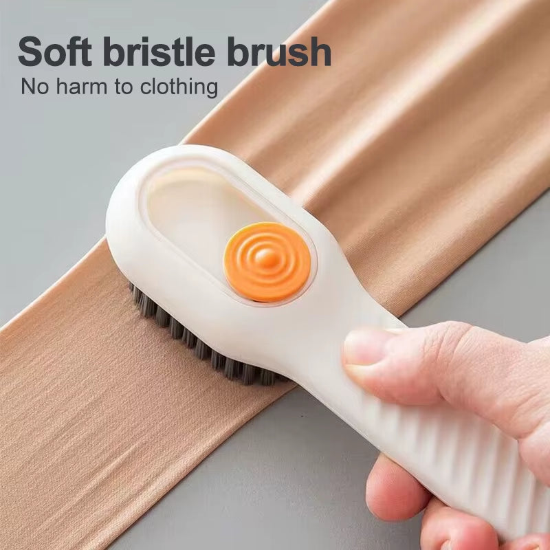 Multifunctional Cleaning Brush for Shoes Clothes Automatic Liquid Shoe Brush Soft Bristles Long Handle Hook Design Laundry Brush