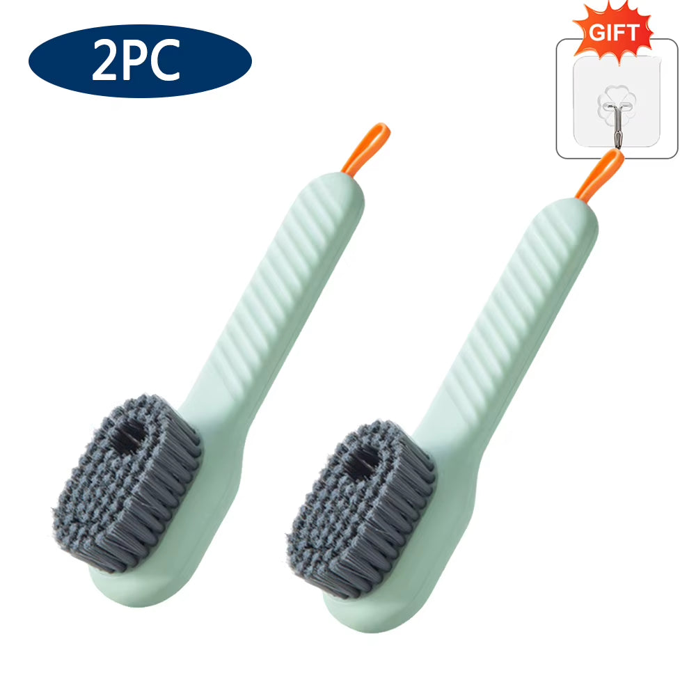 Multifunctional Cleaning Brush for Shoes Clothes Automatic Liquid Shoe Brush Soft Bristles Long Handle Hook Design Laundry Brush