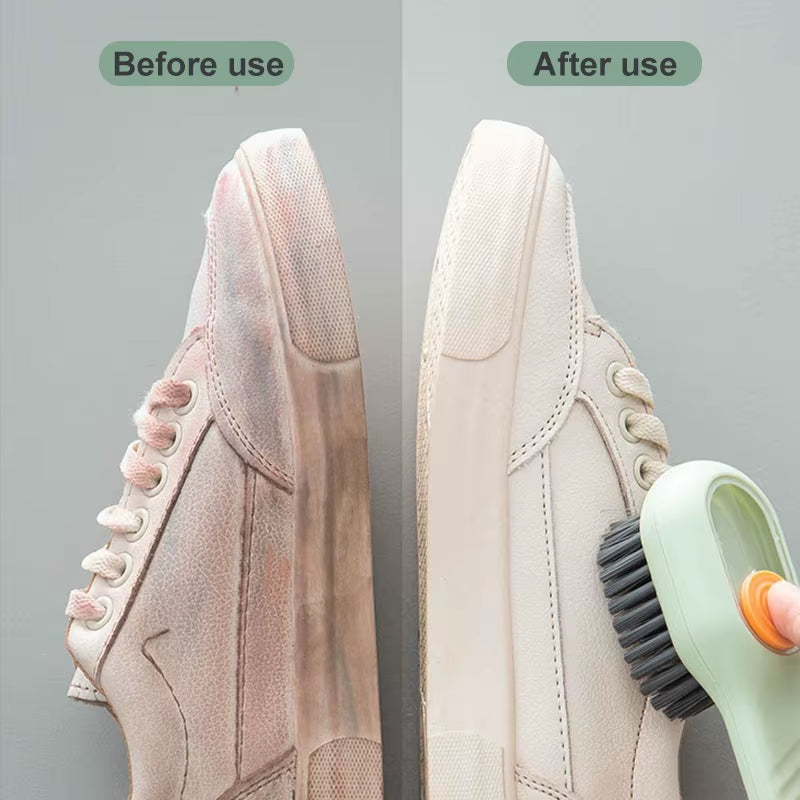 Multifunctional Cleaning Brush for Shoes Clothes Automatic Liquid Shoe Brush Soft Bristles Long Handle Hook Design Laundry Brush