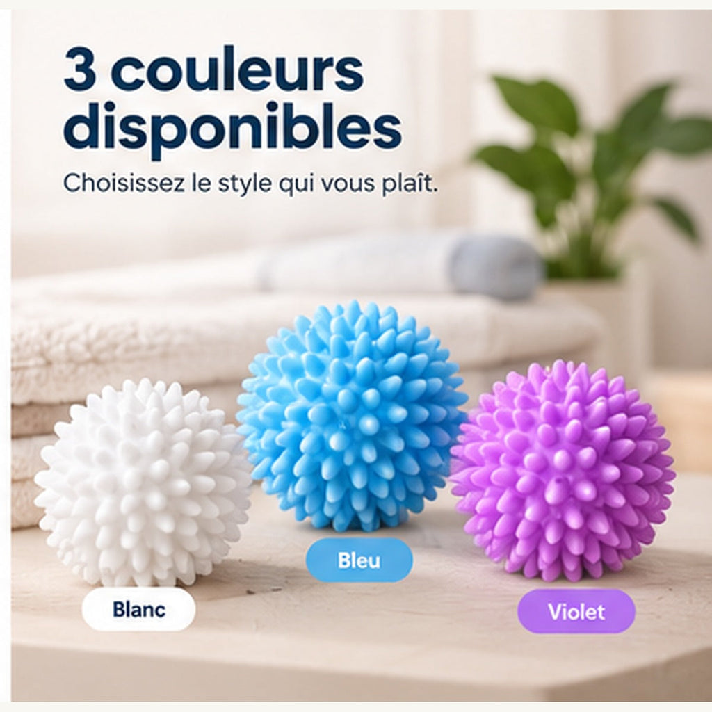 Nollon Sphères Lavage 360° en blanc, bleu et violet